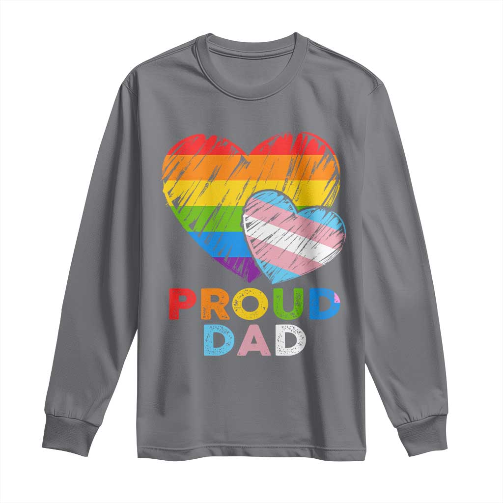 Funny Proud Dad LGBTQ Long Sleeve Shirt LGBT Transgender Flag Heart Fathers Day TS11 Charcoal Print Your Wear