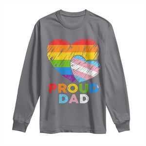 Funny Proud Dad LGBTQ Long Sleeve Shirt LGBT Transgender Flag Heart Fathers Day TS11 Charcoal Print Your Wear