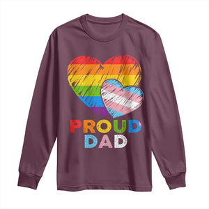 Funny Proud Dad LGBTQ Long Sleeve Shirt LGBT Transgender Flag Heart Fathers Day TS11 Maroon Print Your Wear