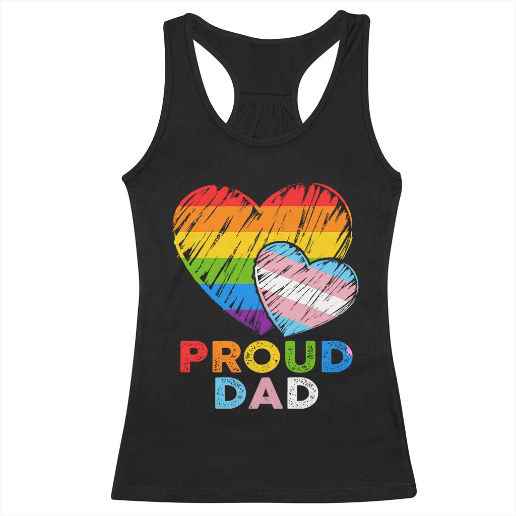 Funny Proud Dad LGBTQ Racerback Tank Top LGBT Transgender Flag Heart Fathers Day TS11 Black Print Your Wear