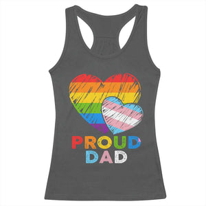 Funny Proud Dad LGBTQ Racerback Tank Top LGBT Transgender Flag Heart Fathers Day TS11 Dark Heather Print Your Wear