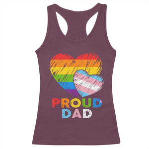 Funny Proud Dad LGBTQ Racerback Tank Top LGBT Transgender Flag Heart Fathers Day TS11 Maroon Print Your Wear