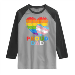 Funny Proud Dad LGBTQ Raglan Shirt LGBT Transgender Flag Heart Fathers Day TS11 Sport Gray Black Print Your Wear