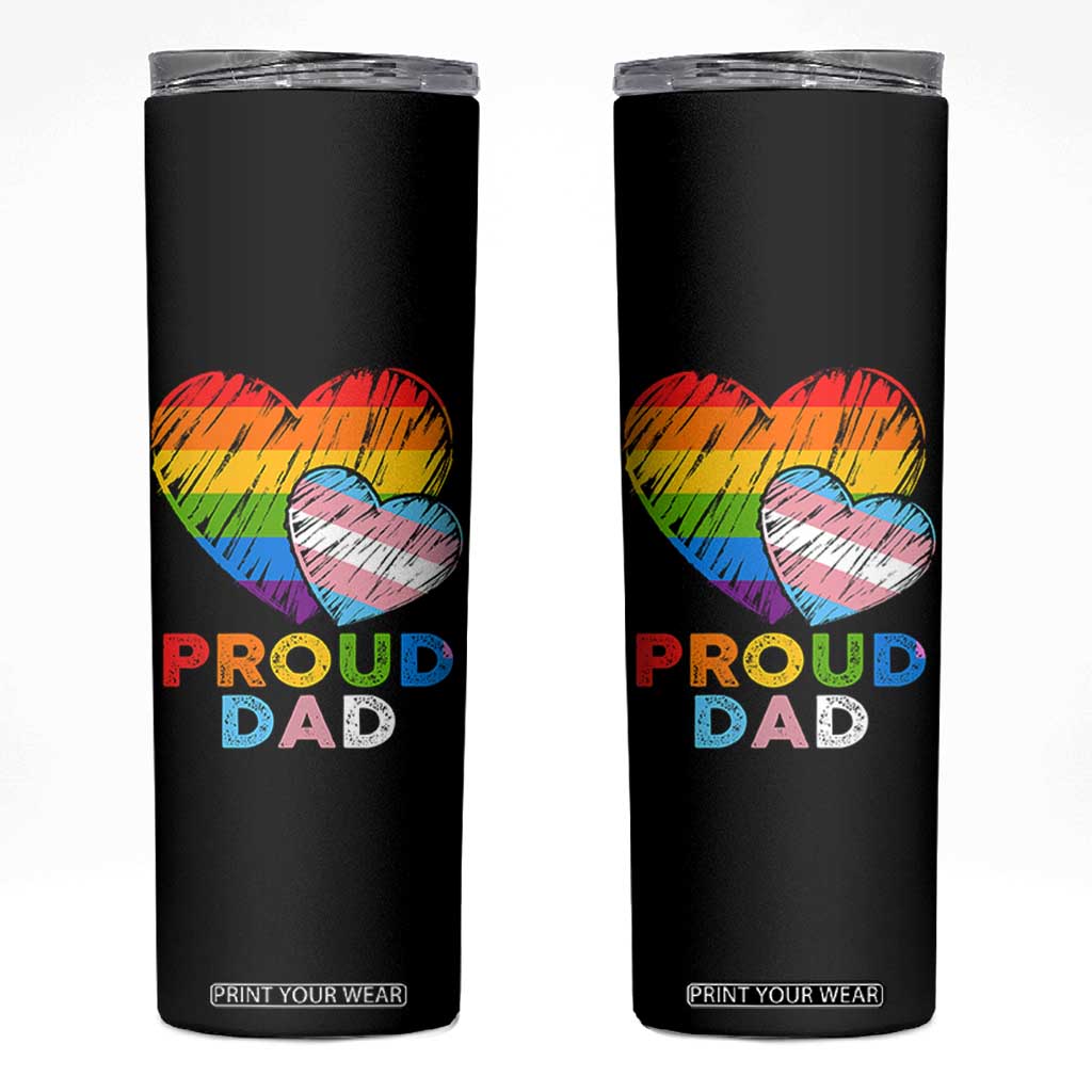 Funny Proud Dad LGBTQ Skinny Tumbler LGBT Transgender Flag Heart Fathers Day TS11 Black Print Your Wear