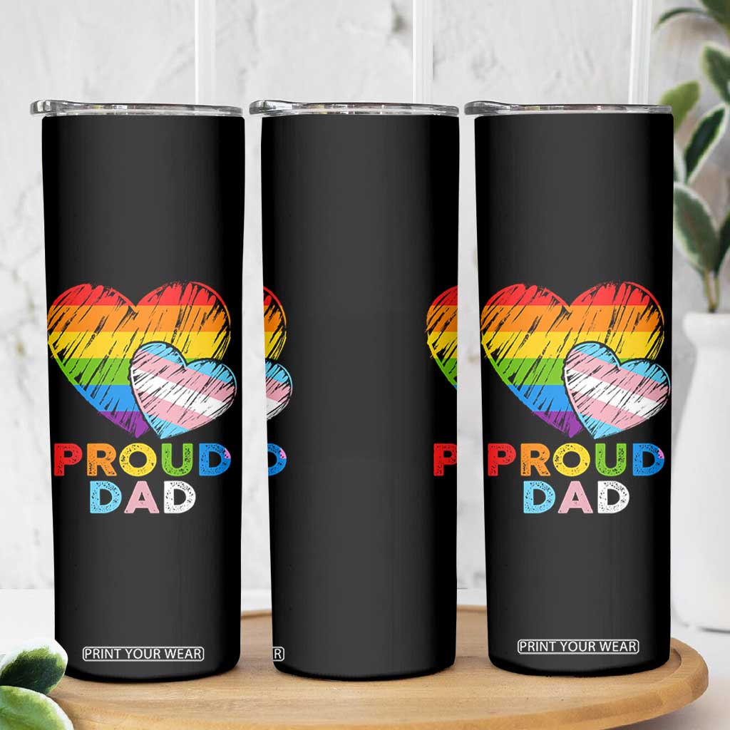 Funny Proud Dad LGBTQ Skinny Tumbler LGBT Transgender Flag Heart Fathers Day TS11 Print Your Wear