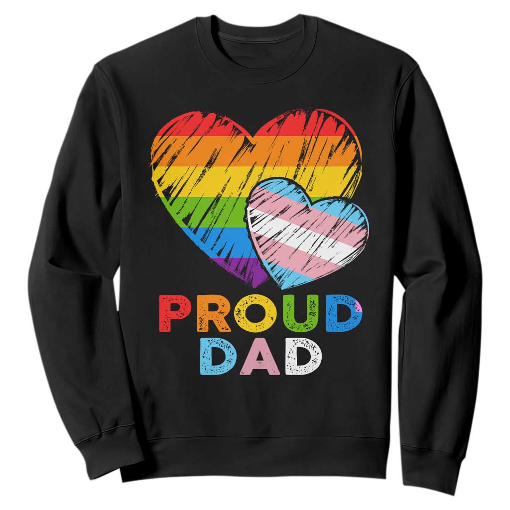 Funny Proud Dad LGBTQ Sweatshirt LGBT Transgender Flag Heart Fathers Day TS11 Black Print Your Wear