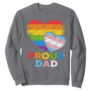 Funny Proud Dad LGBTQ Sweatshirt LGBT Transgender Flag Heart Fathers Day TS11 Charcoal Print Your Wear