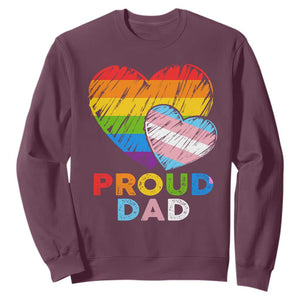 Funny Proud Dad LGBTQ Sweatshirt LGBT Transgender Flag Heart Fathers Day TS11 Maroon Print Your Wear