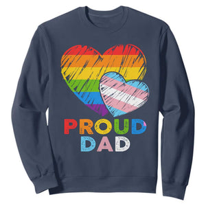 Funny Proud Dad LGBTQ Sweatshirt LGBT Transgender Flag Heart Fathers Day TS11 Navy Print Your Wear