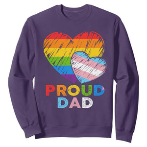 Funny Proud Dad LGBTQ Sweatshirt LGBT Transgender Flag Heart Fathers Day TS11 Purple Print Your Wear