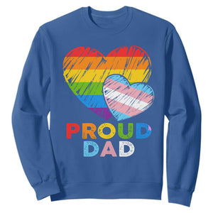 Funny Proud Dad LGBTQ Sweatshirt LGBT Transgender Flag Heart Fathers Day TS11 Royal Blue Print Your Wear
