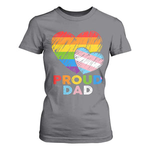 Funny Proud Dad LGBTQ T Shirt For Women LGBT Transgender Flag Heart Fathers Day TS11 Charcoal Print Your Wear