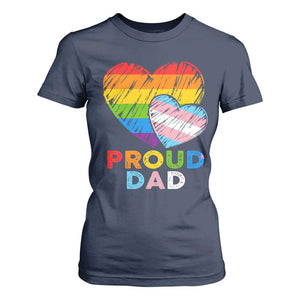 Funny Proud Dad LGBTQ T Shirt For Women LGBT Transgender Flag Heart Fathers Day TS11 Navy Print Your Wear