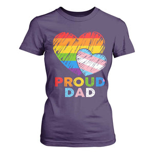 Funny Proud Dad LGBTQ T Shirt For Women LGBT Transgender Flag Heart Fathers Day TS11 Purple Print Your Wear