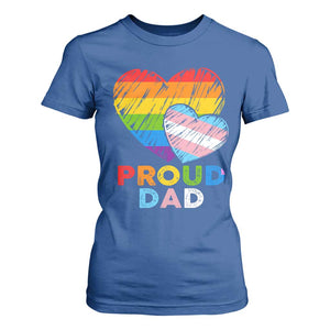 Funny Proud Dad LGBTQ T Shirt For Women LGBT Transgender Flag Heart Fathers Day TS11 Royal Blue Print Your Wear