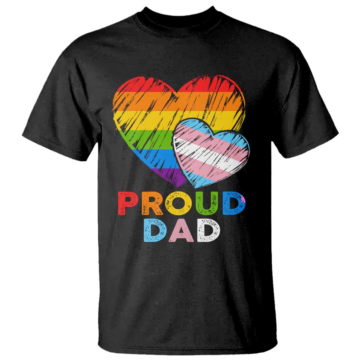 Funny Proud Dad LGBTQ T Shirt LGBT Transgender Flag Heart Fathers Day TS11 Black Print Your Wear