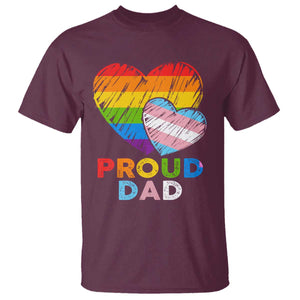 Funny Proud Dad LGBTQ T Shirt LGBT Transgender Flag Heart Fathers Day TS11 Maroon Print Your Wear