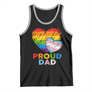 Funny Proud Dad LGBTQ Tank Top LGBT Transgender Flag Heart Fathers Day TS11 Black Athletic Heather Print Your Wear