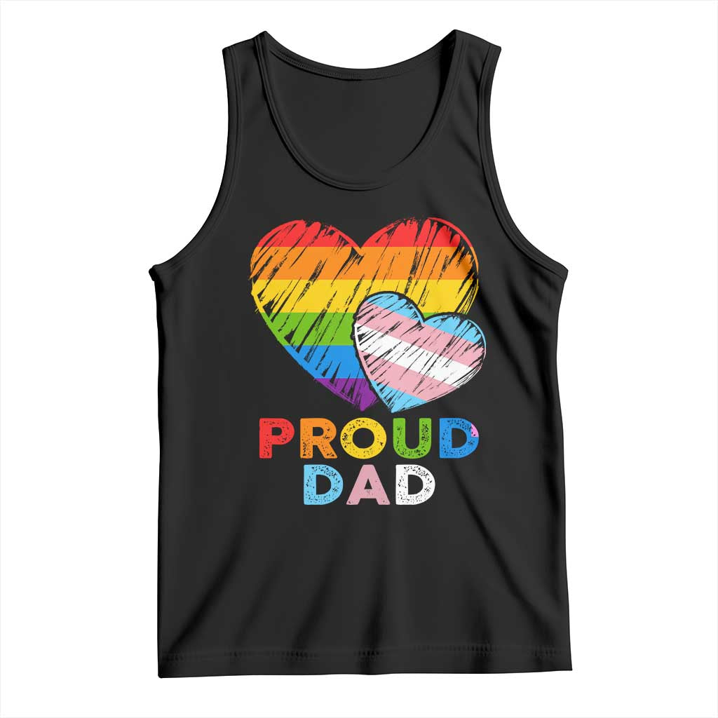Funny Proud Dad LGBTQ Tank Top LGBT Transgender Flag Heart Fathers Day TS11 Black Print Your Wear