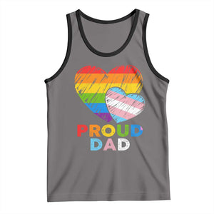 Funny Proud Dad LGBTQ Tank Top LGBT Transgender Flag Heart Fathers Day TS11 Deep Heather Black Print Your Wear