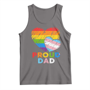 Funny Proud Dad LGBTQ Tank Top LGBT Transgender Flag Heart Fathers Day TS11 Deep Heather Print Your Wear