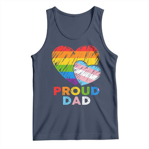 Funny Proud Dad LGBTQ Tank Top LGBT Transgender Flag Heart Fathers Day TS11 Navy Print Your Wear