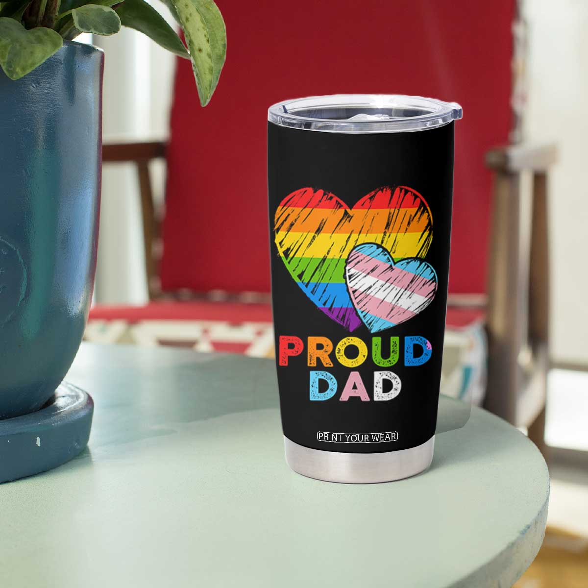 Funny Proud Dad LGBTQ Tumbler Cup LGBT Transgender Flag Heart Fathers Day TS11 Print Your Wear