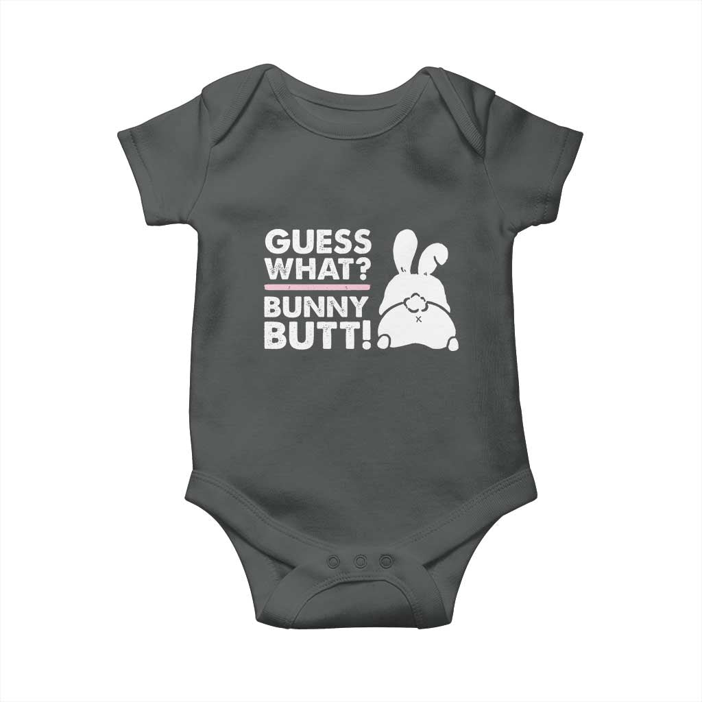 Funny Rabbit Guess What Bunny Butt Baby Onesie TS11 Dark Heather Print Your Wear