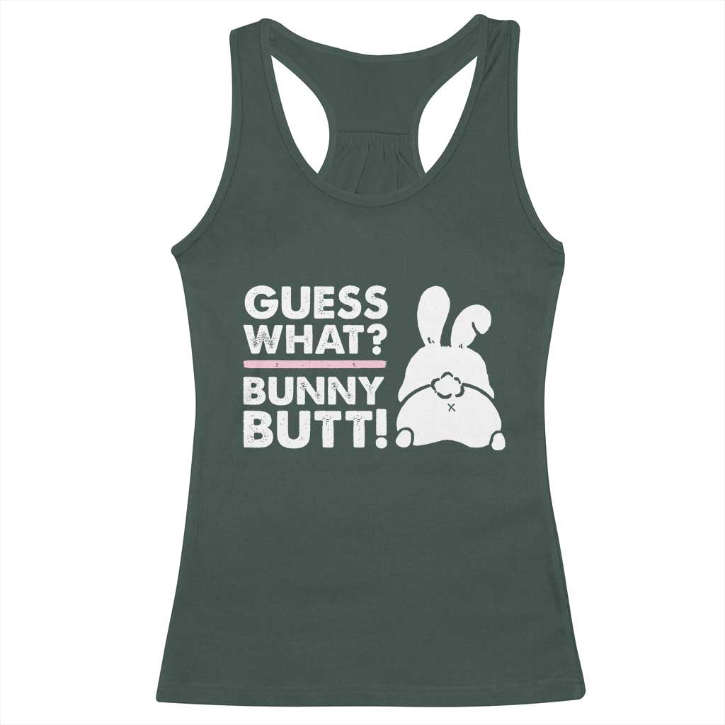 Funny Rabbit Guess What Bunny Butt Racerback Tank Top TS11 Dark Forest Green Print Your Wear