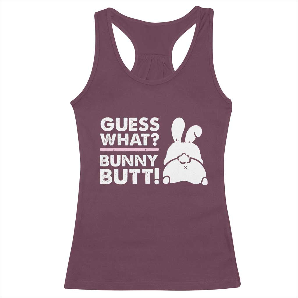 Funny Rabbit Guess What Bunny Butt Racerback Tank Top TS11 Maroon Print Your Wear
