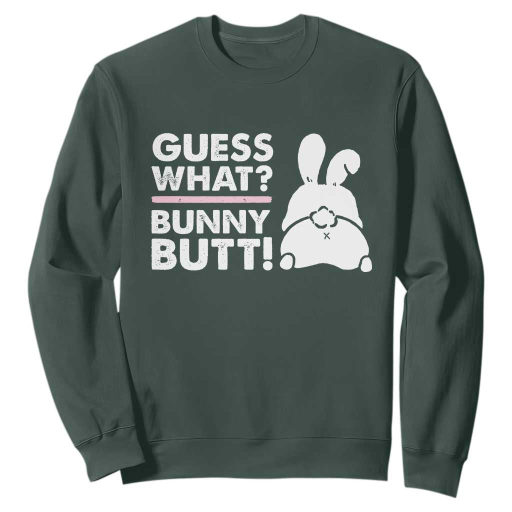 Funny Rabbit Guess What Bunny Butt Sweatshirt TS11 Dark Forest Green Print Your Wear