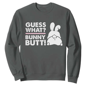 Funny Rabbit Guess What Bunny Butt Sweatshirt TS11 Dark Heather Print Your Wear
