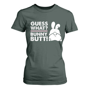 Funny Rabbit Guess What Bunny Butt T Shirt For Women TS11 Dark Forest Green Print Your Wear