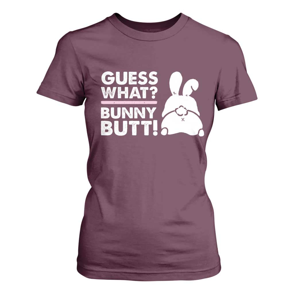 Funny Rabbit Guess What Bunny Butt T Shirt For Women TS11 Maroon Print Your Wear