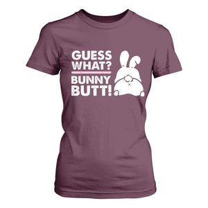 Funny Rabbit Guess What Bunny Butt T Shirt For Women TS11 Maroon Print Your Wear