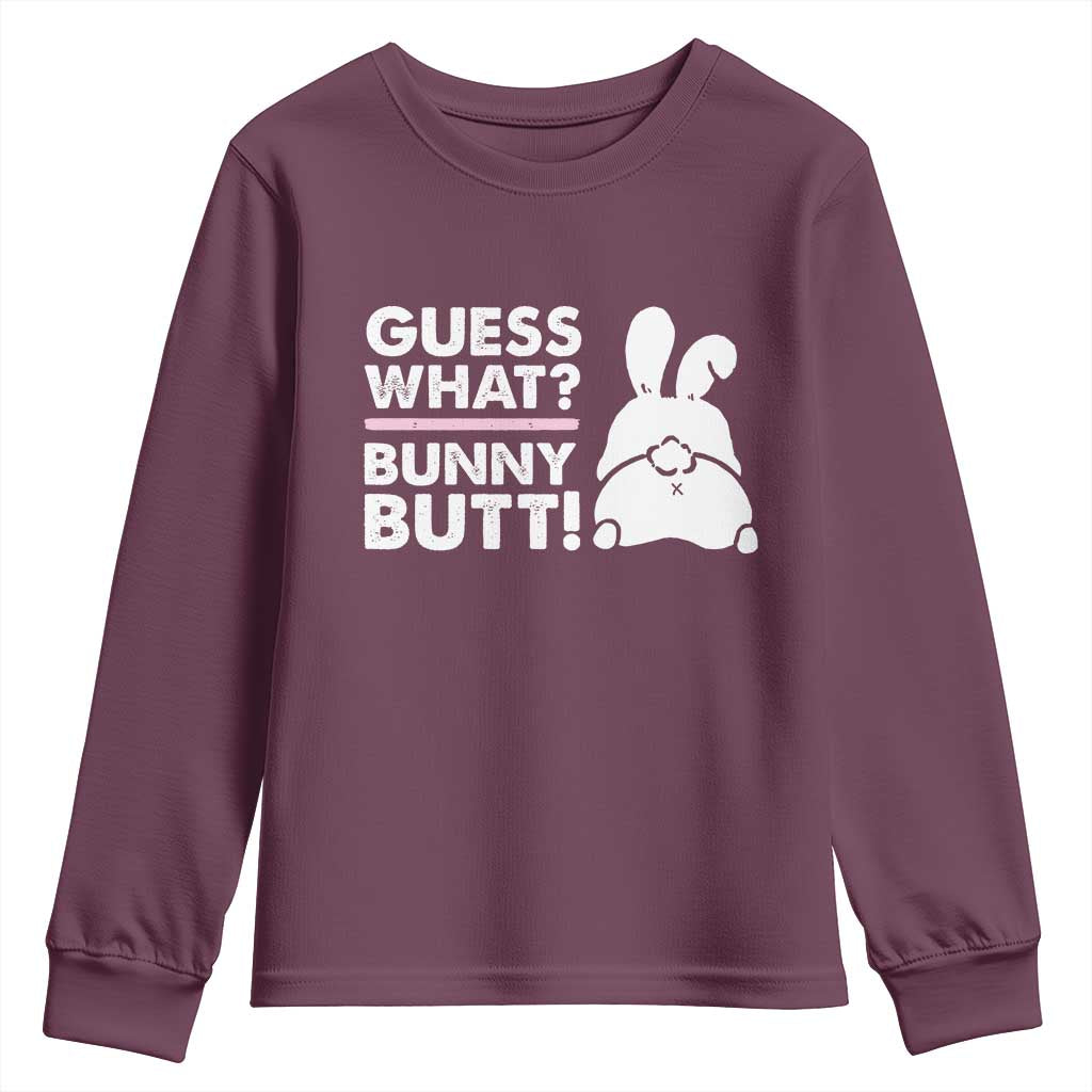 Funny Rabbit Guess What Bunny Butt Youth Sweatshirt TS11 Maroon Print Your Wear