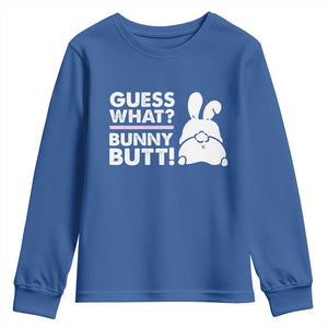 Funny Rabbit Guess What Bunny Butt Youth Sweatshirt TS11 Royal Blue Print Your Wear