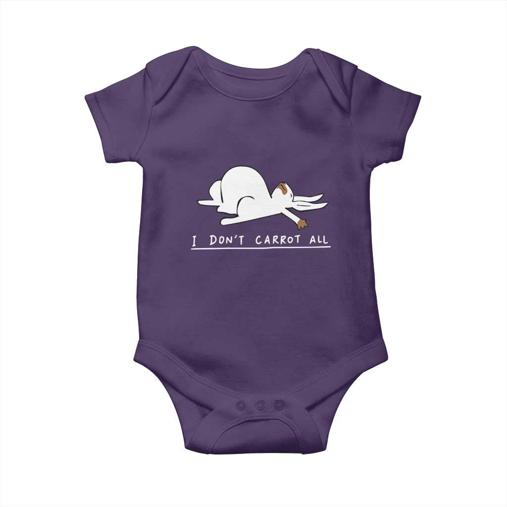 Funny Rabbit I Don't Carrot All Baby Onesie Lazy Bunny Easter Day TS11 Purple Print Your Wear