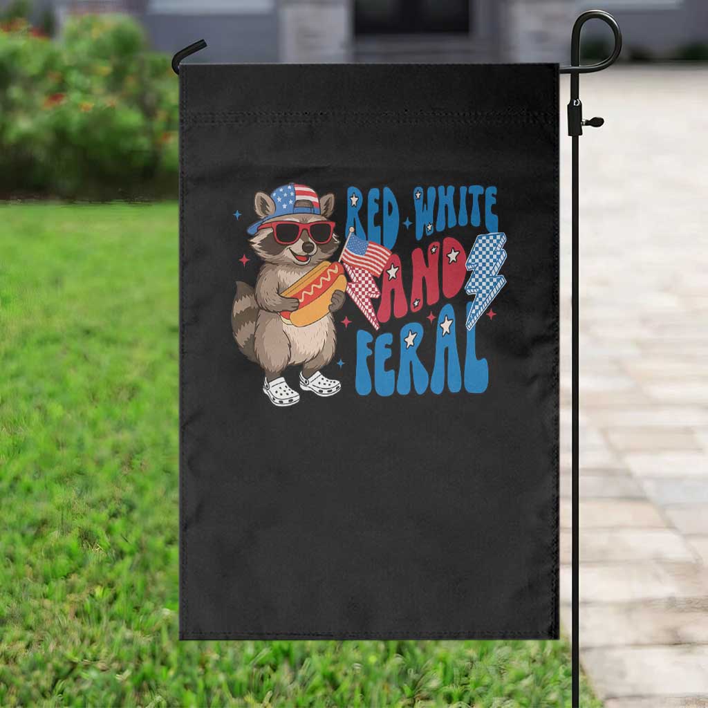 Funny Raccoon 4th of July Garden Flag Red White and Feral Patriotic TS10 Print Your Wear