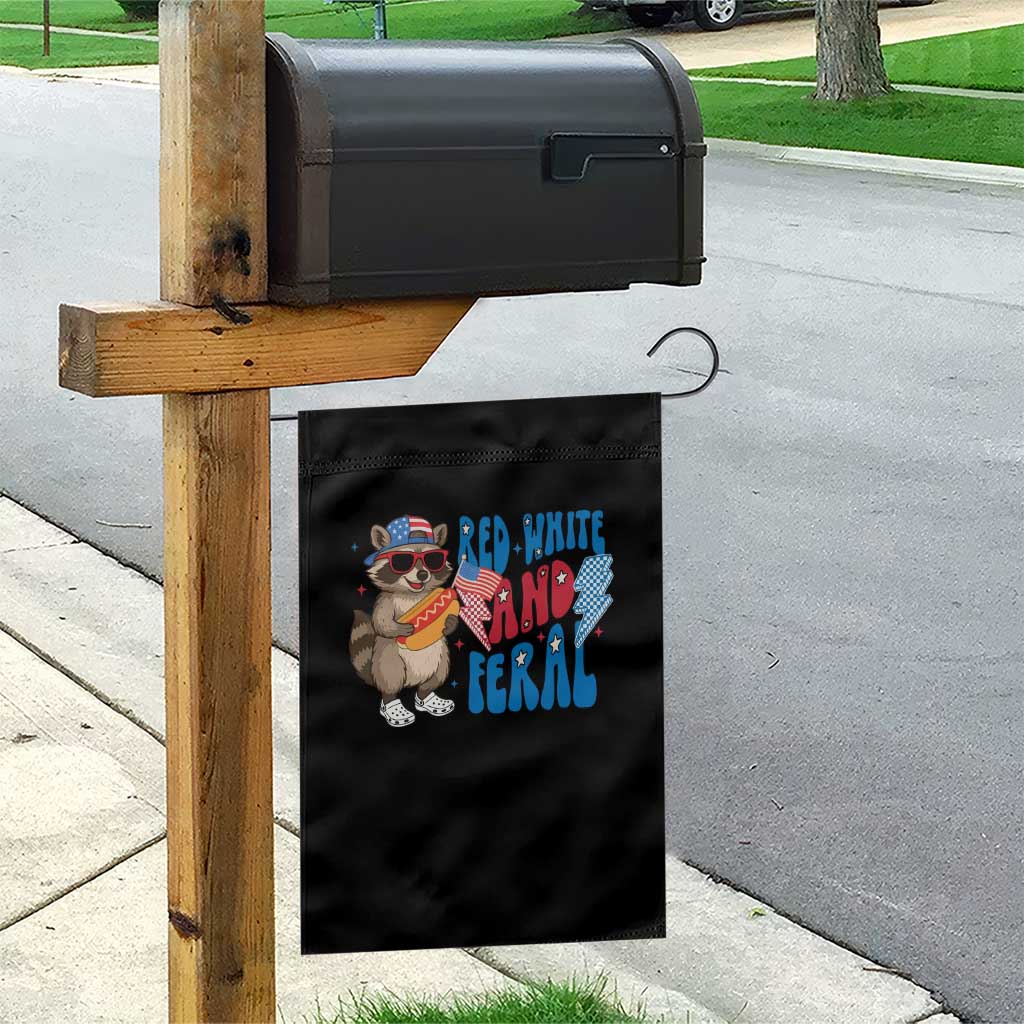 Funny Raccoon 4th of July Garden Flag Red White and Feral Patriotic TS10 Print Your Wear