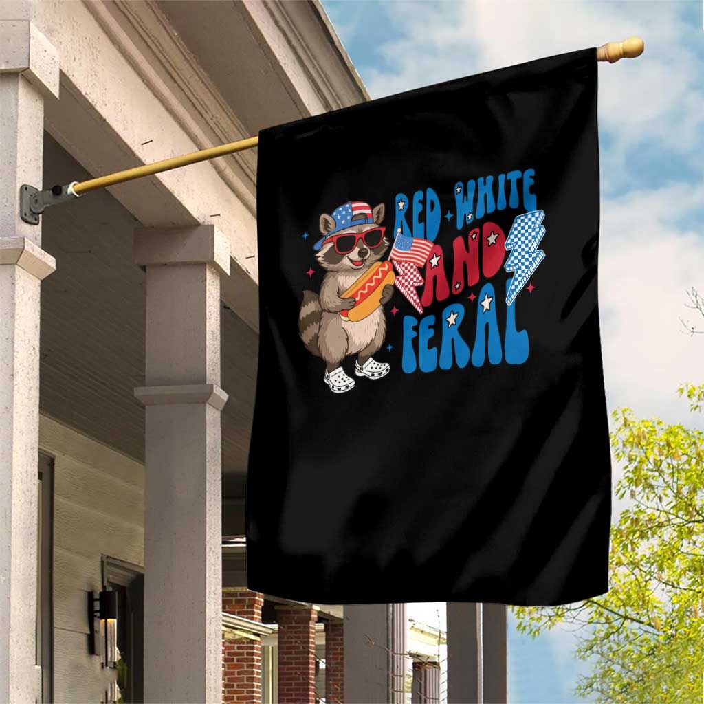 Funny Raccoon 4th of July Garden Flag Red White and Feral Patriotic TS10 Print Your Wear