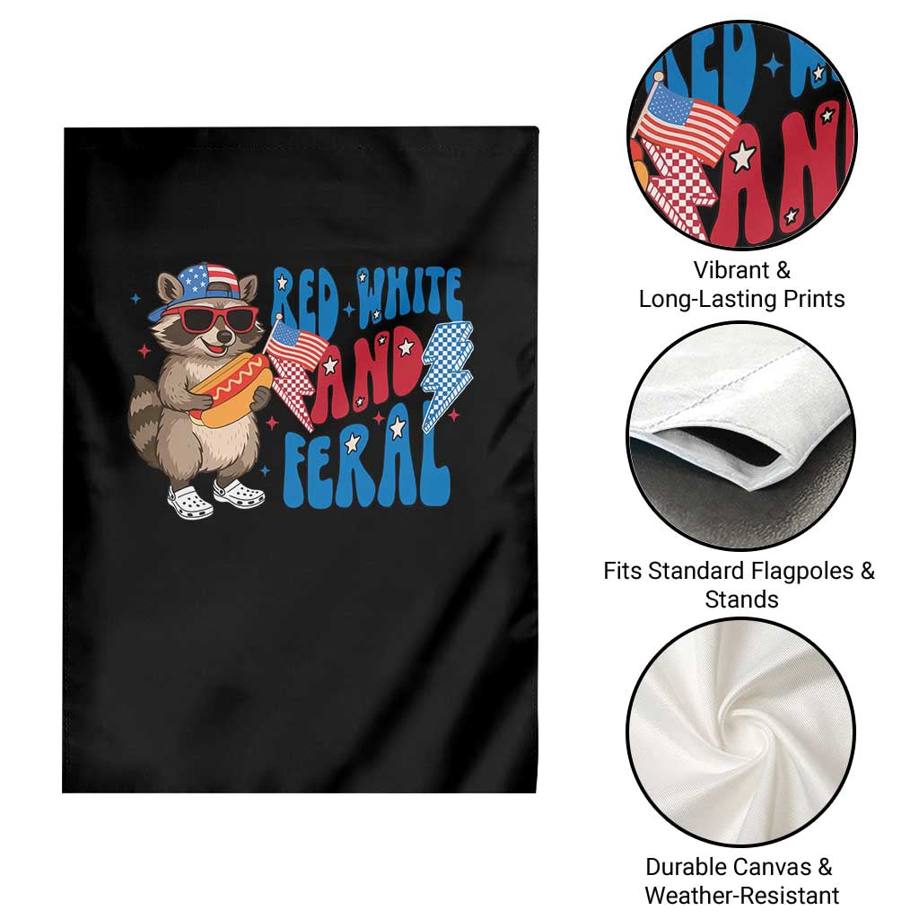 Funny Raccoon 4th of July Garden Flag Red White and Feral Patriotic TS10 Print Your Wear