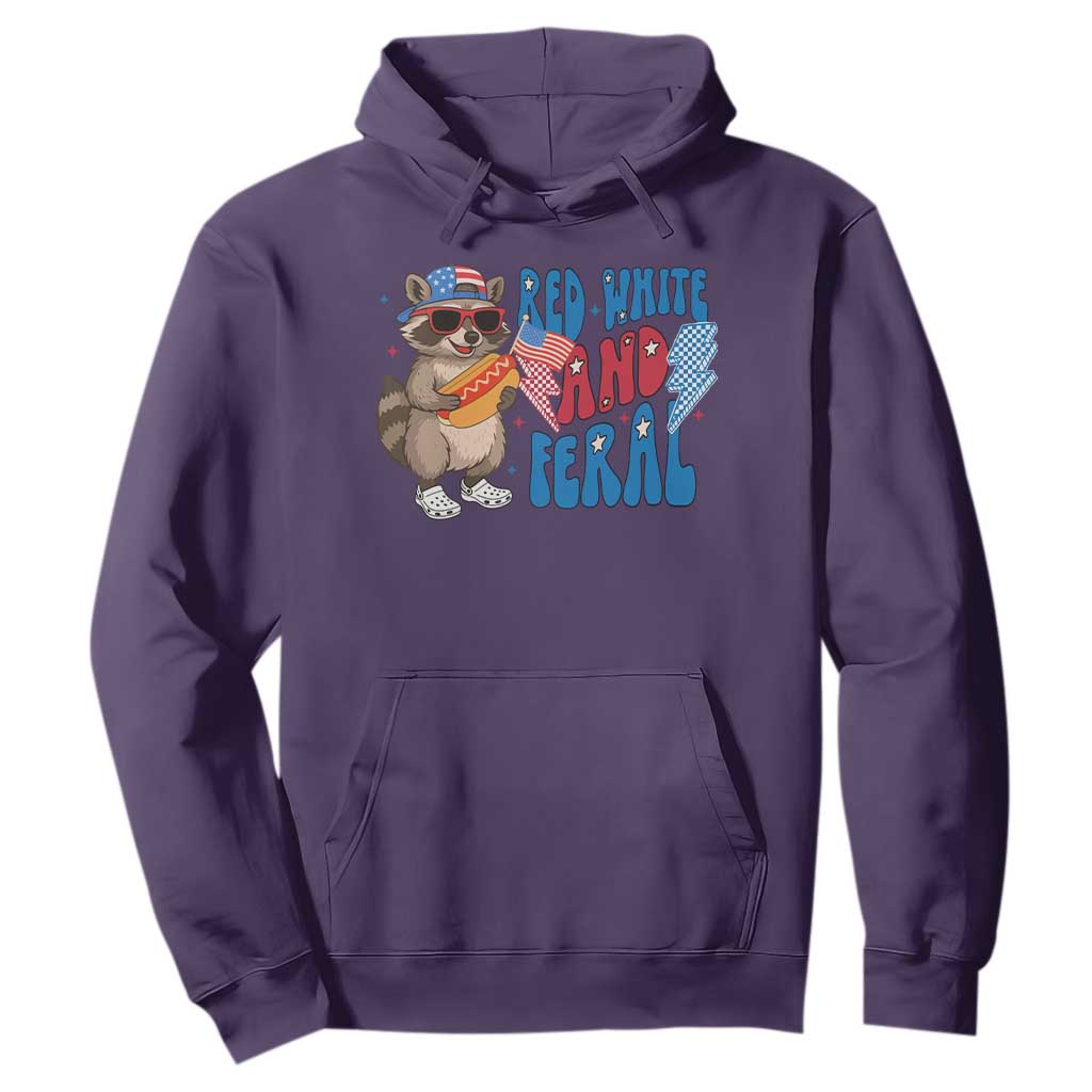Funny Raccoon 4th of July Hoodie Red White and Feral Patriotic TS10 Purple Print Your Wear