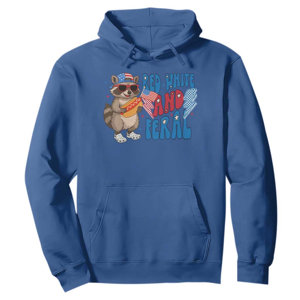 Funny Raccoon 4th of July Hoodie Red White and Feral Patriotic TS10 Royal Blue Print Your Wear