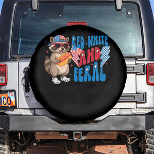 Funny Raccoon 4th of July Spare Tire Cover Red White and Feral Patriotic TS10 No hole Black Print Your Wear