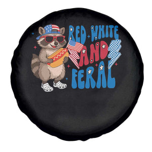 Funny Raccoon 4th of July Spare Tire Cover Red White and Feral Patriotic TS10 Print Your Wear