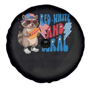 Funny Raccoon 4th of July Spare Tire Cover Red White and Feral Patriotic TS10 Print Your Wear
