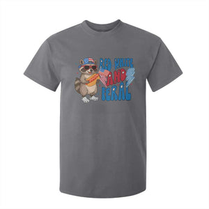 Funny Raccoon 4th of July T Shirt For Kid Red White and Feral Patriotic TS10 Charcoal Print Your Wear