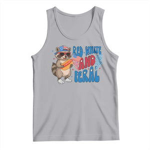 Funny Raccoon 4th of July Tank Top Red White and Feral Patriotic TS10 Athletic Heather Print Your Wear
