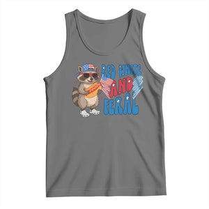 Funny Raccoon 4th of July Tank Top Red White and Feral Patriotic TS10 Black Heather Print Your Wear